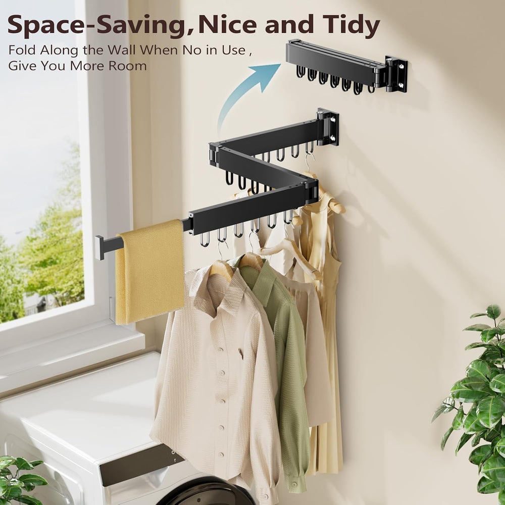 JAUREE Clothes Drying Rack Wall Mounted, Space-Saving Drying Rack Clothing, C...
