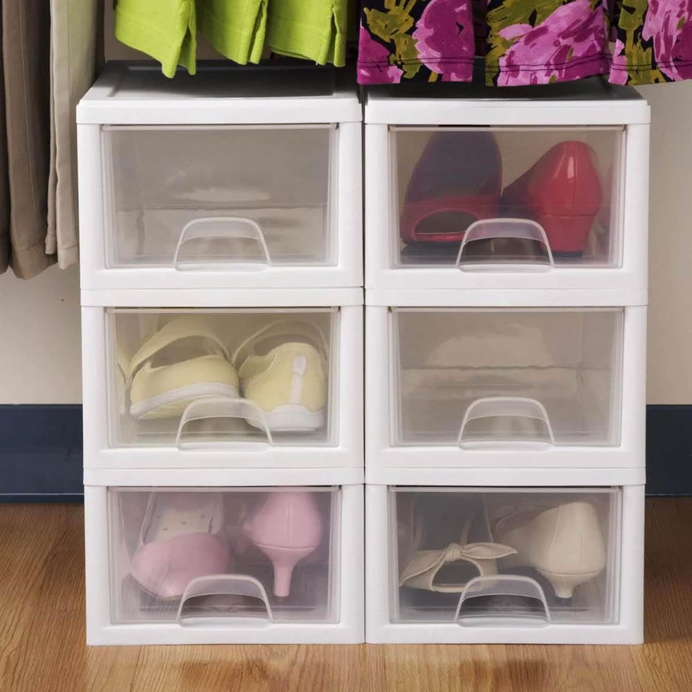 Sterilite Stacking Drawer Storage Organizer for Clothes, 6 Quart, 6-Pack