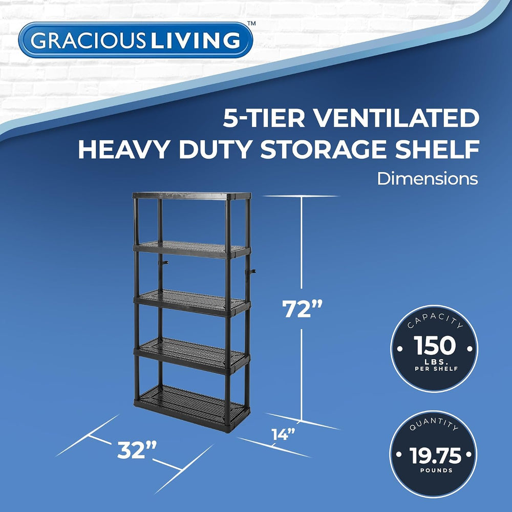 Gracious Living 5 Shelf Unit, Storage Shelves and Rack for Home