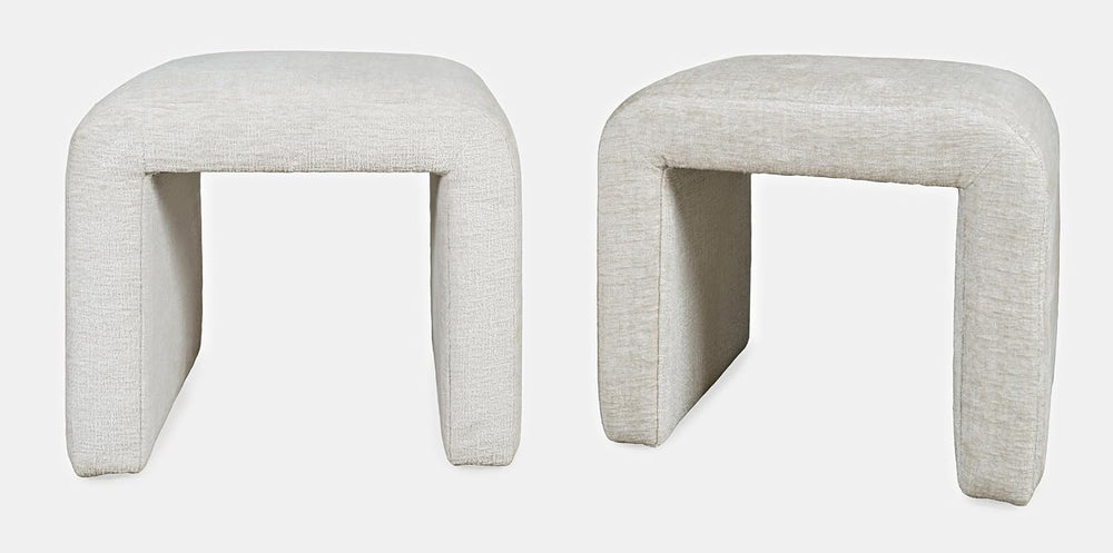 Jofran Sophia Upholstered Ottoman Bench Set of 2, Curved Waterfall Jacquard P...