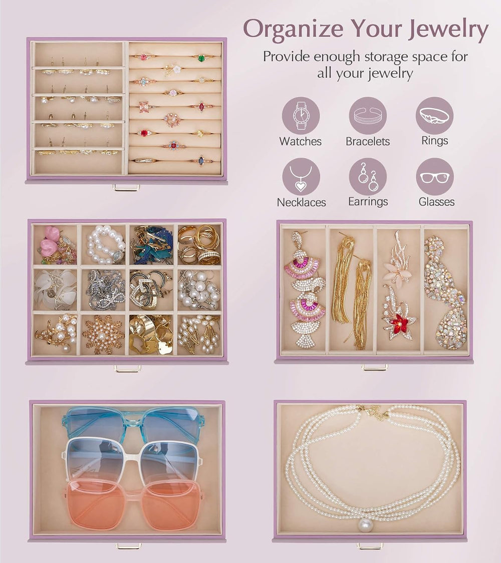 Homde Jewelry Box Large for Women: 6 Layers Organizer with 5 Drawers
