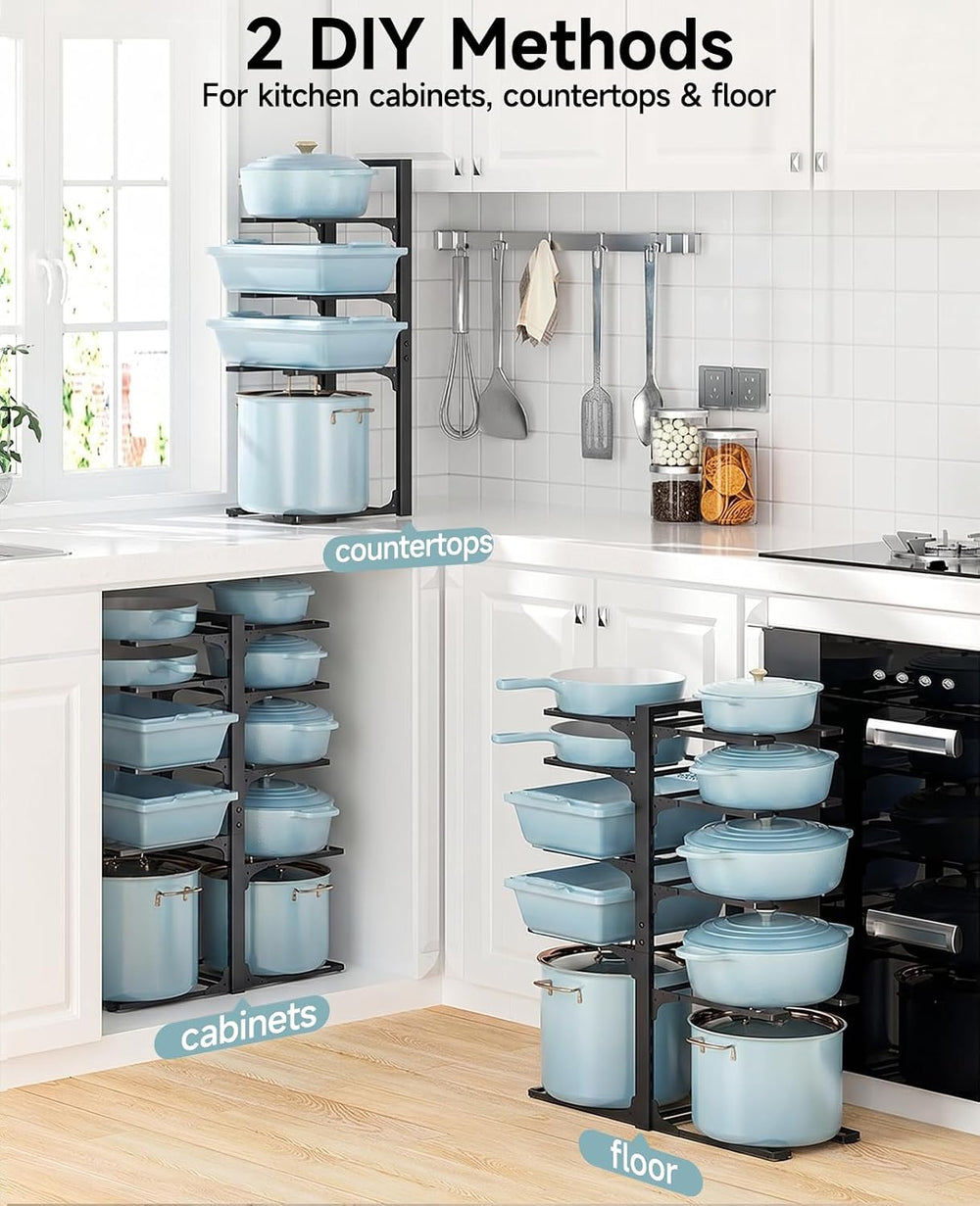 MUDEELA 10-Tier Pots and Pans Organizer Rack, 23.62" H for Cast-iron Pans
