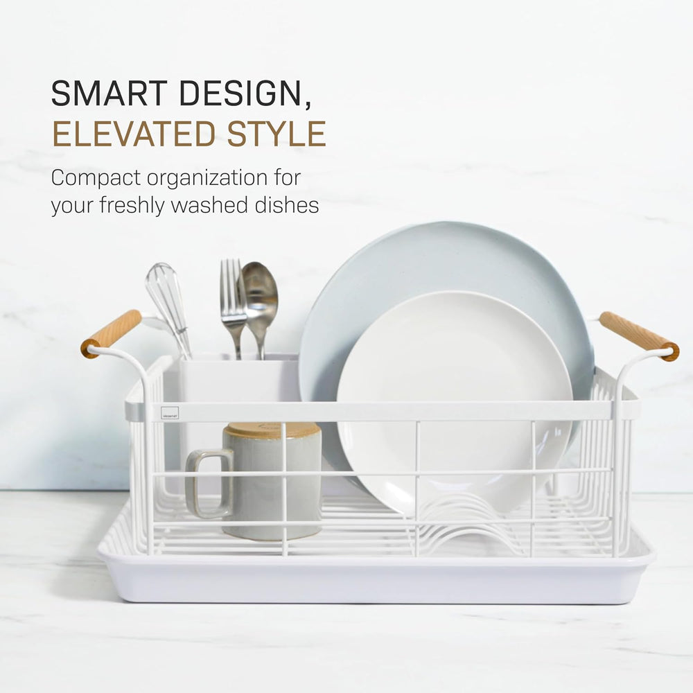 YAMAZAKI Home Dish Drying Rack โ Modern White Dish Rack for Kitchen Counter w...