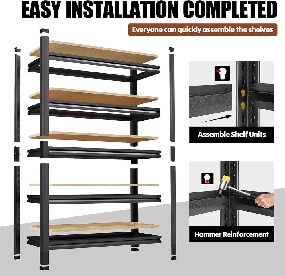 78''H Storage Shelves, Wood Garage Shelving,Adjustable Heavy Duty She...