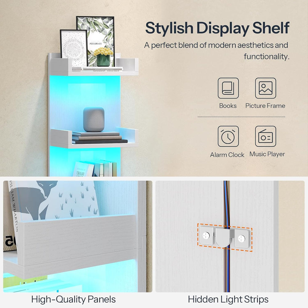 HOOBRO Floating Wall Shelves with LED Lights, Floating Shelf Wall Mounted
