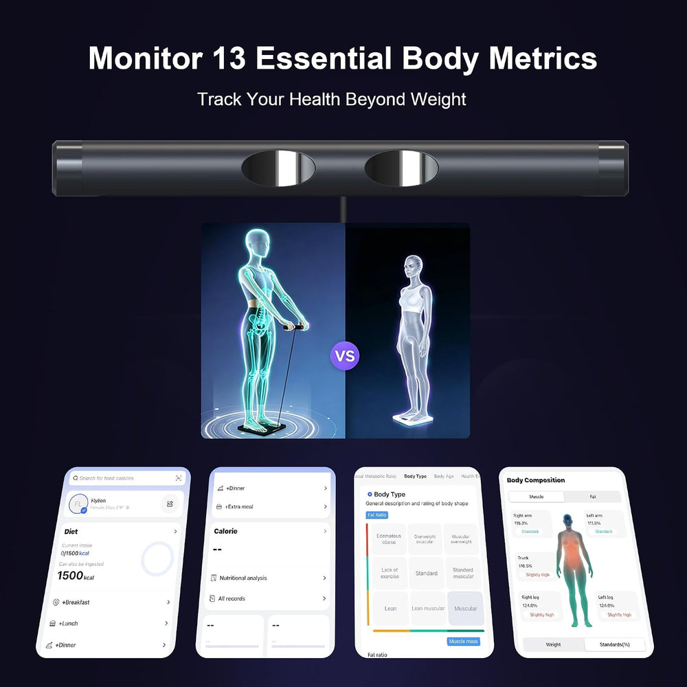 Smart Scale for Body Weight, Scale with bmi, Body Fat, Muscle Mass, Black