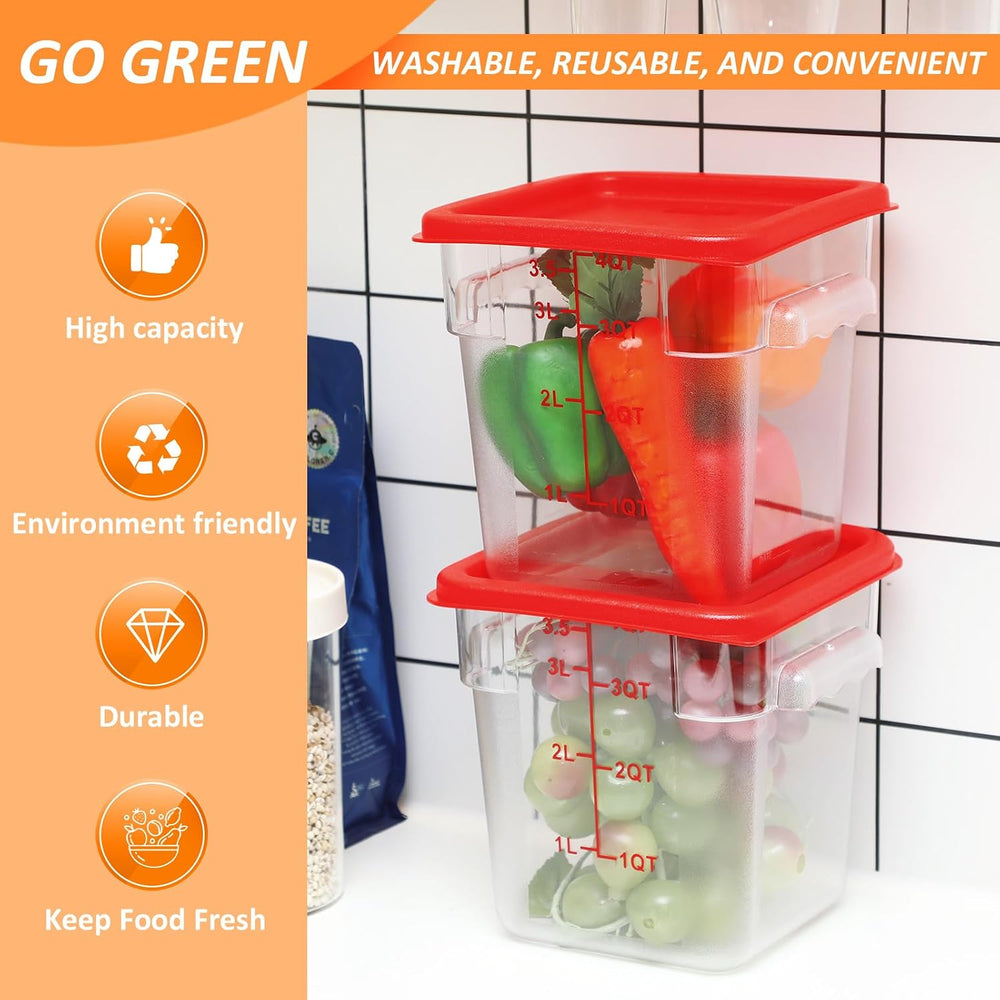 Yungyan 6 Pcs Commercial Clear Food Storage Containers 4 Qt Square Acrylic Ai...