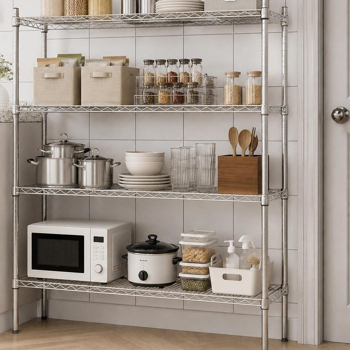 APLSS NSF 4-Tier Chrome Storage Shelves, 18"x36"x63", Dry Environments, Commercial Heavy Duty Steel Wire Shelving Unit, 800lbs Per Shelf, Kitchen Garage