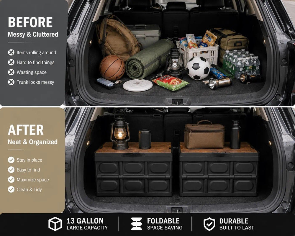 Collapsible Storage Bins Box with Lids and Handle, 13 Gallon 50L Portable Pla...