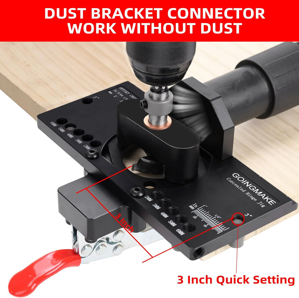 GOINGMAKE Metal Concealed Hinge Jig with Quick Clamp,35mm Cabinet Hinge Jig