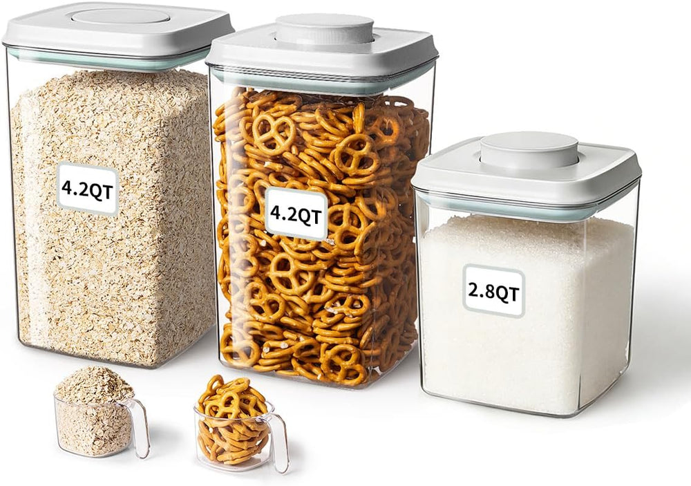 Ankou Food Storage Container Sets, 2.8 Qt + 4.2 Qt *2 Airtight Canisters with...