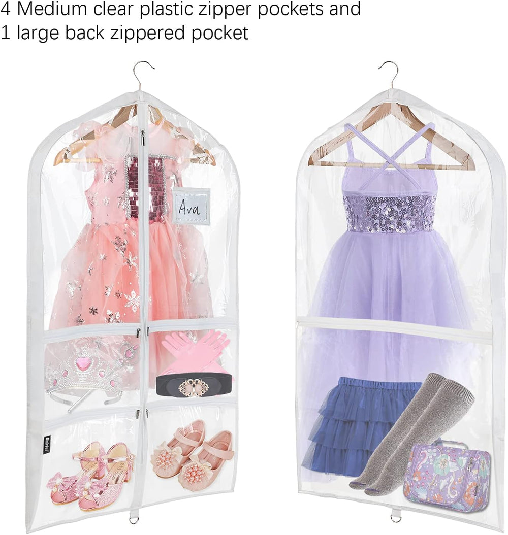 Univivi 40 Inch Dance Costume Garment Bags for Dancers, Clear, 3 Pack