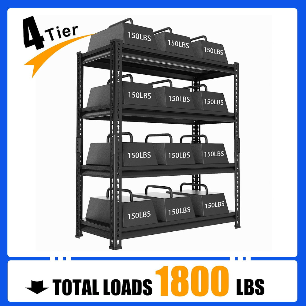 48" W Garage Shelving Heavy Duty, 1800LBS Loads Adjustable Garage Storag...