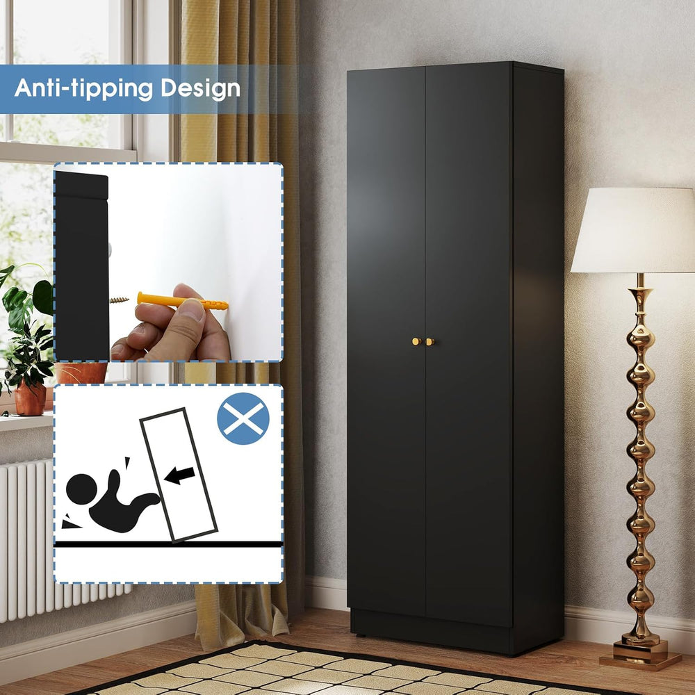 IRONMIX Metal Bookshelf with Doors, Tall Bookcase with Adjustable Shelves