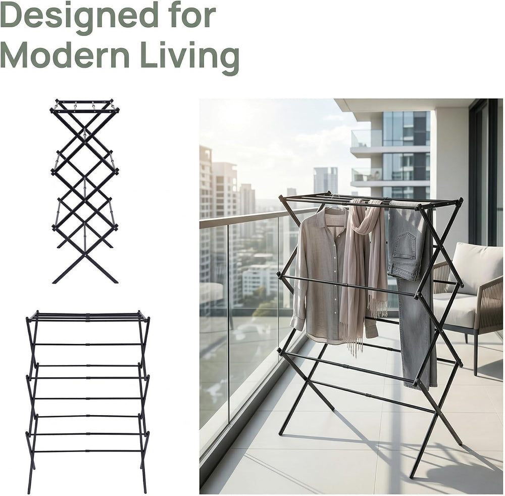 Foldable Clothes Drying Rack, Metal Laundry Rack for Indoor and Outdoor