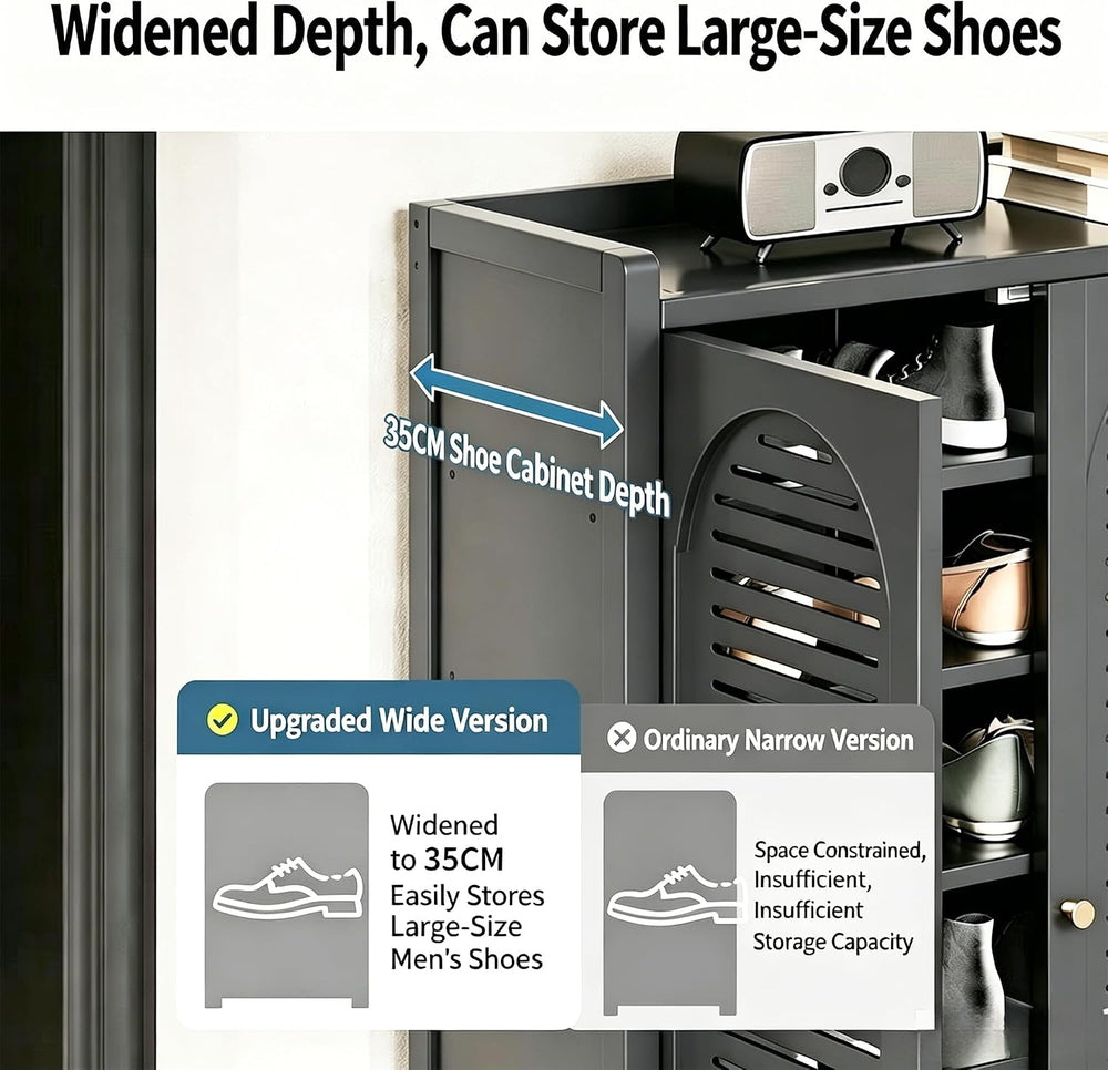 7-Tier Bamboo Shoe Cabinet,Shoe Storage Cabinet with Doors, 25-30 Pairs Frees...