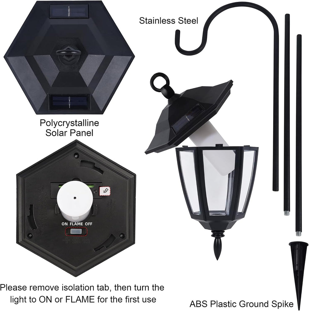Dynaming 6 Pack Solar Flame Hanging Lights Outdoor, Halloween Solar Flickerin...