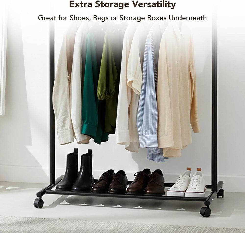 Displays By Jack Double Rail Clothes Rack, Adjustable Rolling Garment Rack on...