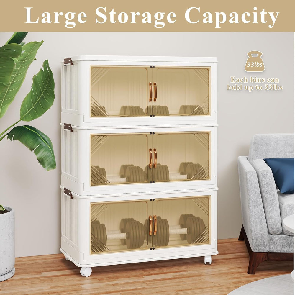 Storage Bins with Lid, 83 Gal/333 Qt Capacity, 3 Pack Large Stackable Storage...
