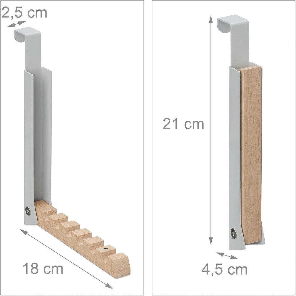 2 x Folding Door Hook for Hanging for 6 Clothes Hangers Wooden Metal Door Thi...