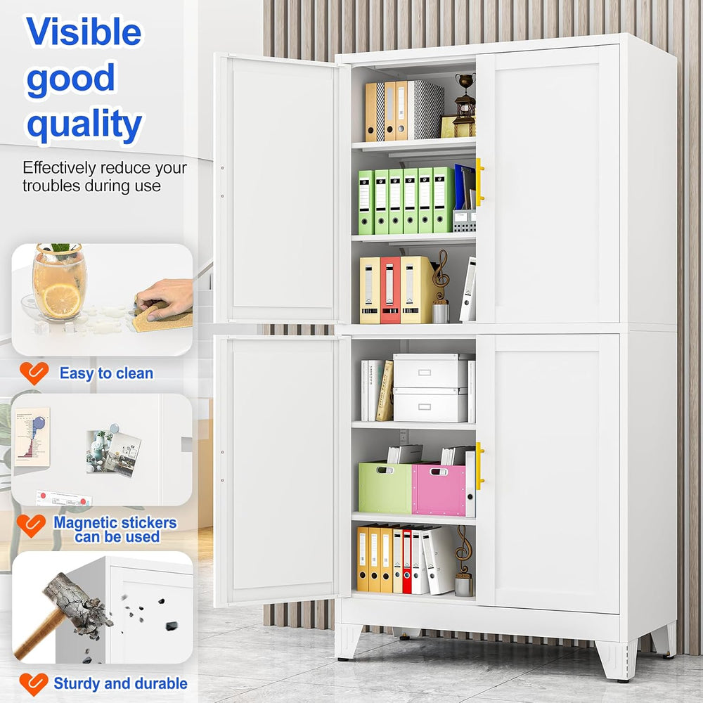 79'' Metal Pantry Storage Cabinet with 4 Door and Adjustable Shelves