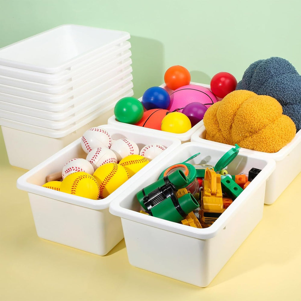 Zonon 12 Pcs Plastic Cubby Storage Bins, White, 11.61 x 7.68 x 4.92
