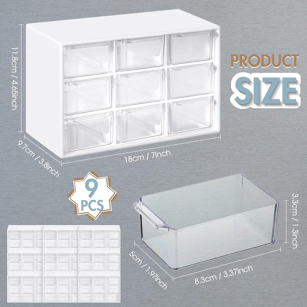Rtteri 9 Pieces Mini Drawer Organizer Plastic Desktop Storage Box, White
