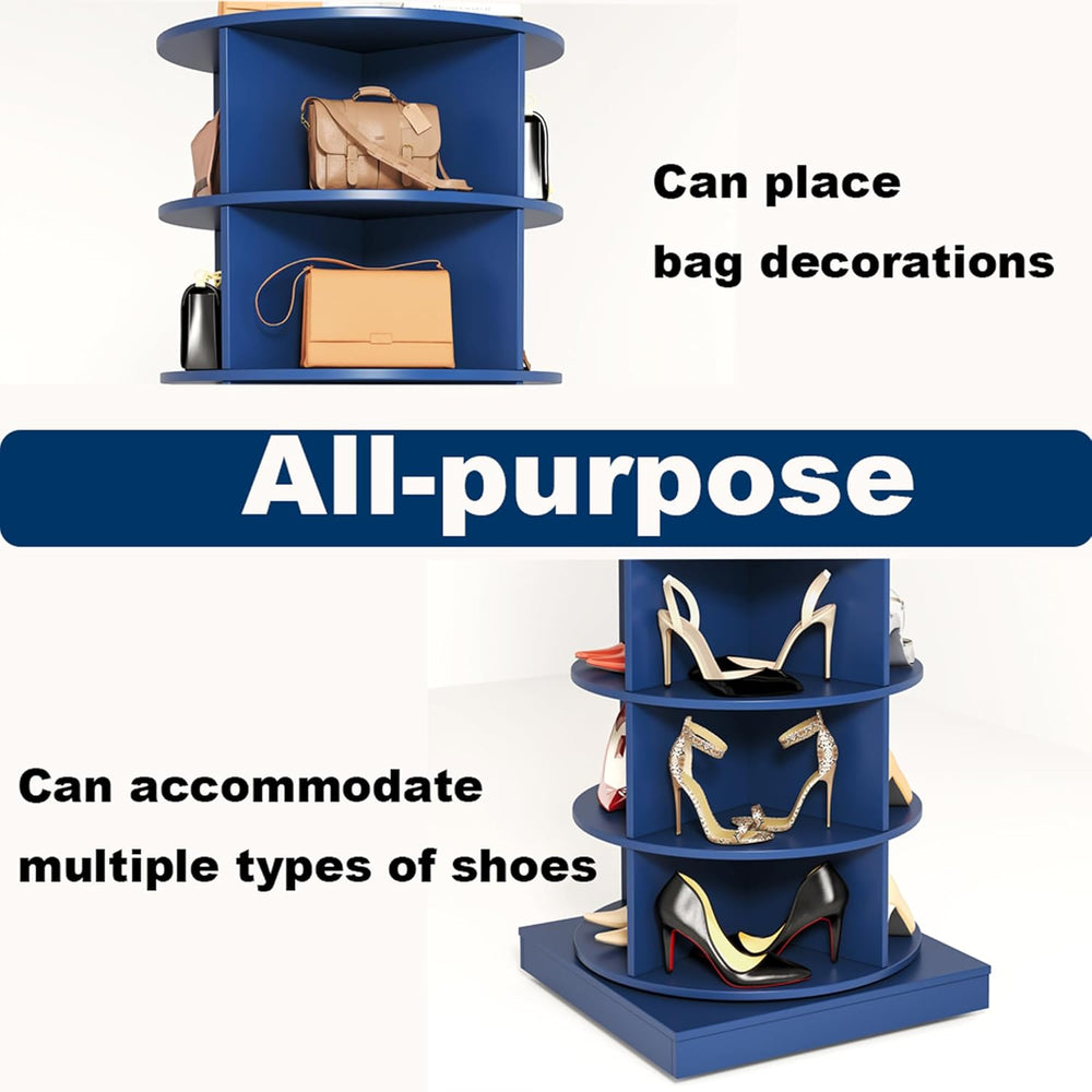 Rotating Shoe Rack Tower, Wooden Spinning Shoe Organizer, Free Standing 360° ...