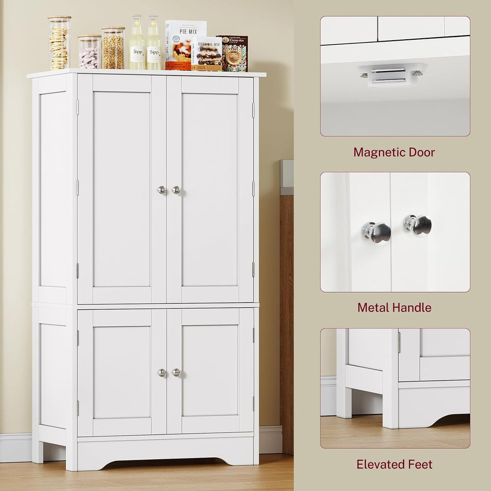 43"H Pantry Cabinet with 4 Doors, Kitchen Cabinet with 6 Door Shelves