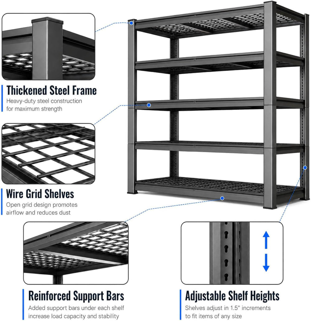 Tote Storage Rack, Garage Shelving Heavy-Duty Storage Bin Rack, 4-Tier Storag...