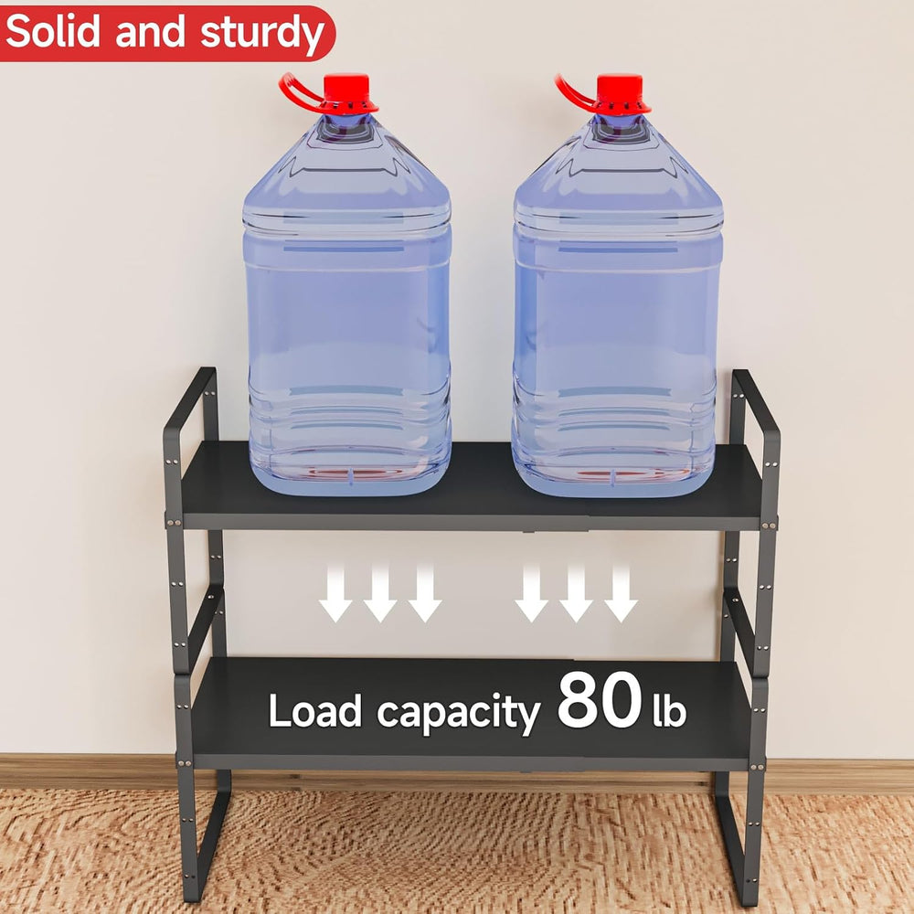 2Pack 16.5-27''L Expandable Cabinet Countertop Shelf Organizer, Black
