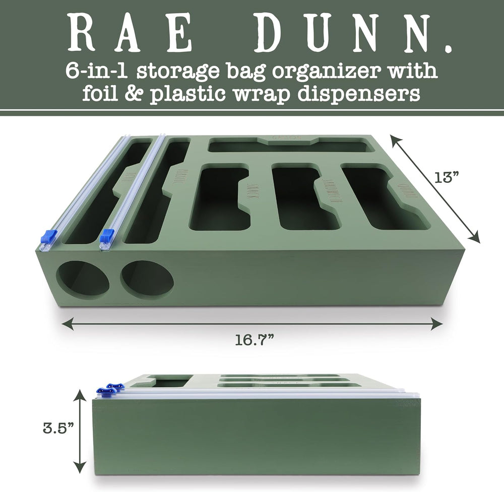 Rae Dunn Bamboo Bag Organizer for Kitchen Drawer - Durable Wood Organizer for...