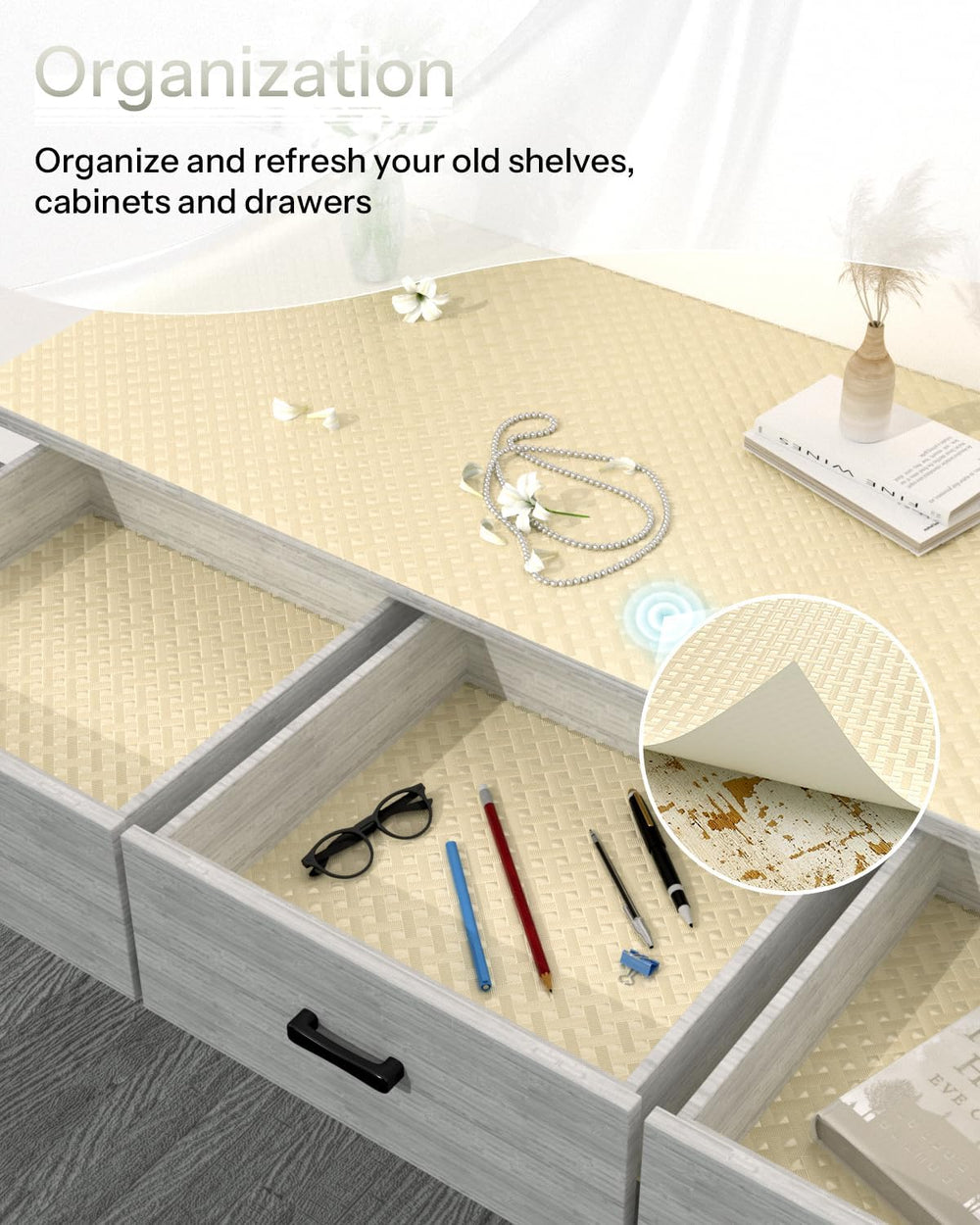 GTJ Shelf and Drawer Liner for Kitchen Cabinet Non-Adhesive Non Slip
