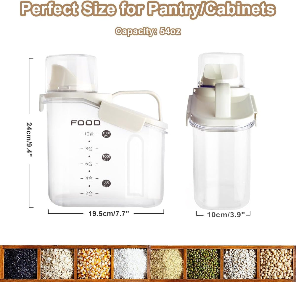 LANGMINGDE 3 Pieces Cereal Containers Storage, 51fl.oz/1.5L Compact Crystal C...