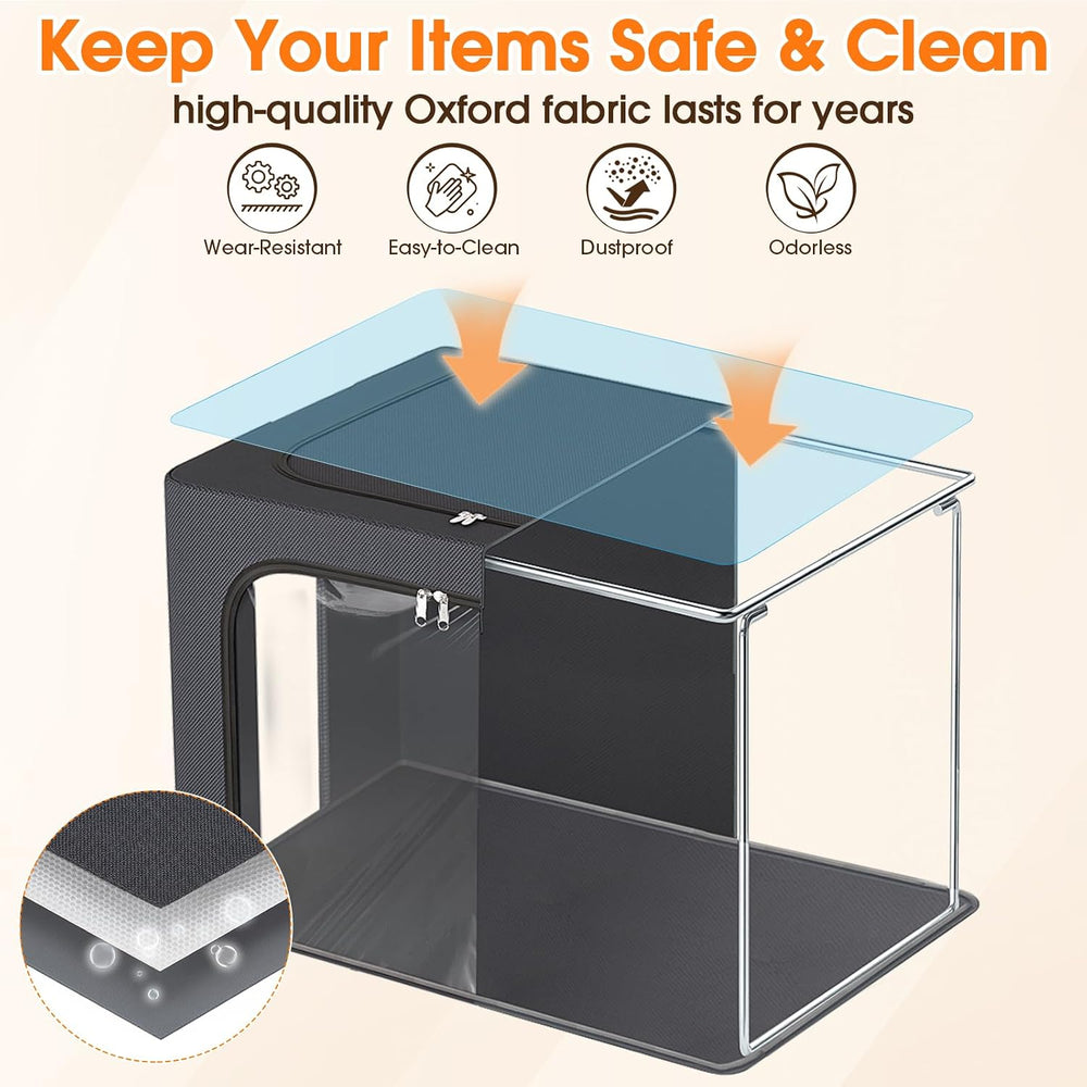 8 Pack Clothes Storage Bins with Metal Frame,Stackable Organizer Bins with Ha...
