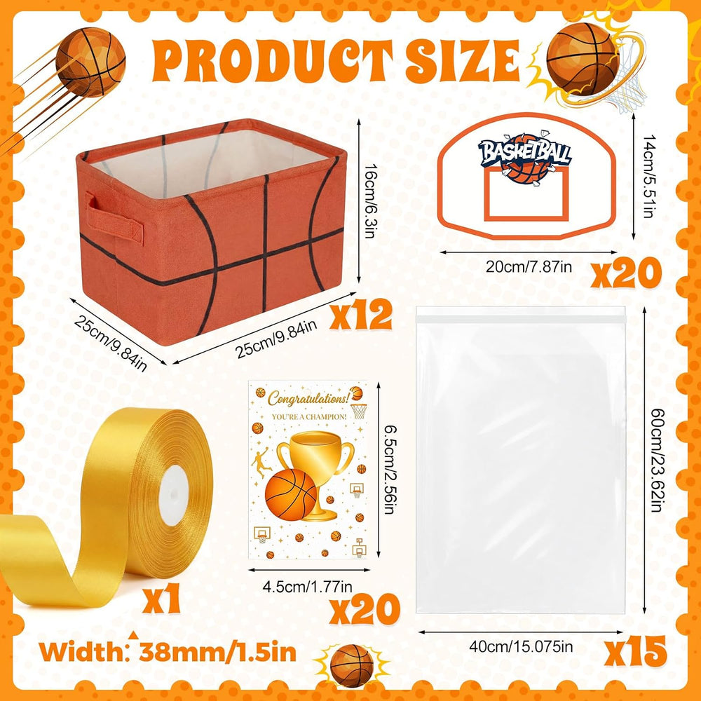 Novabright 12 Sets Basketball Basket Gift with Hoop Cards for Team Party