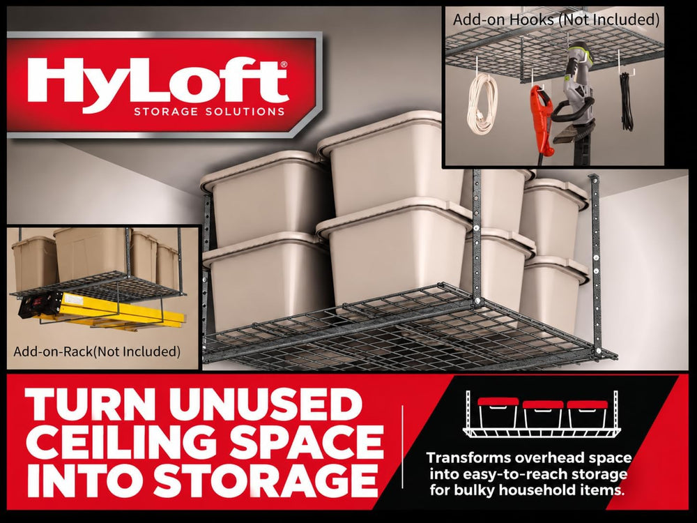 Hyloft Overhead Steel Garage Storage System, Ceiling Rack, 45-Inch x 45-Inch,...