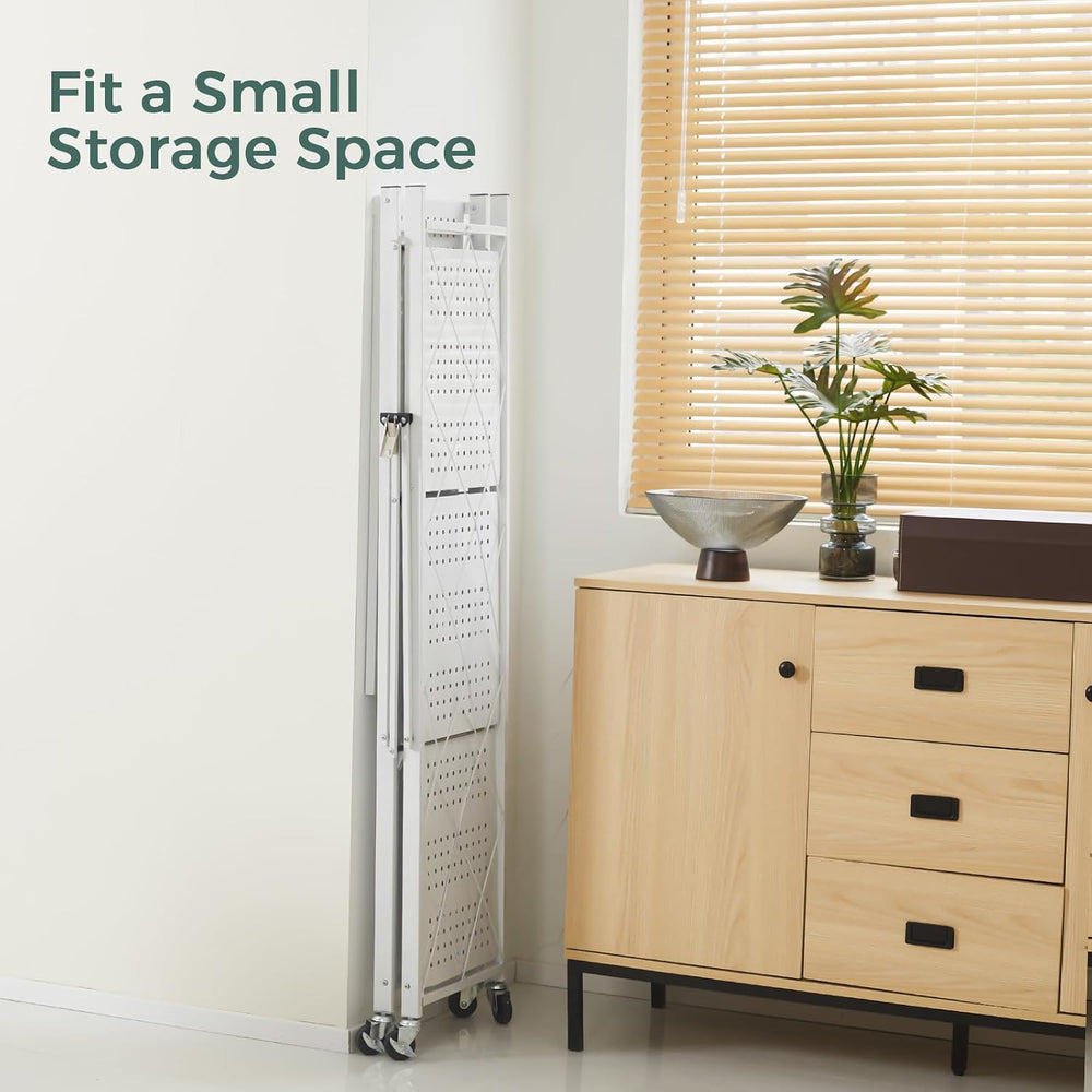 DEANIC 4 Tier Foldable Storage Shelves with Wheels, Large Capacity Shelving U...
