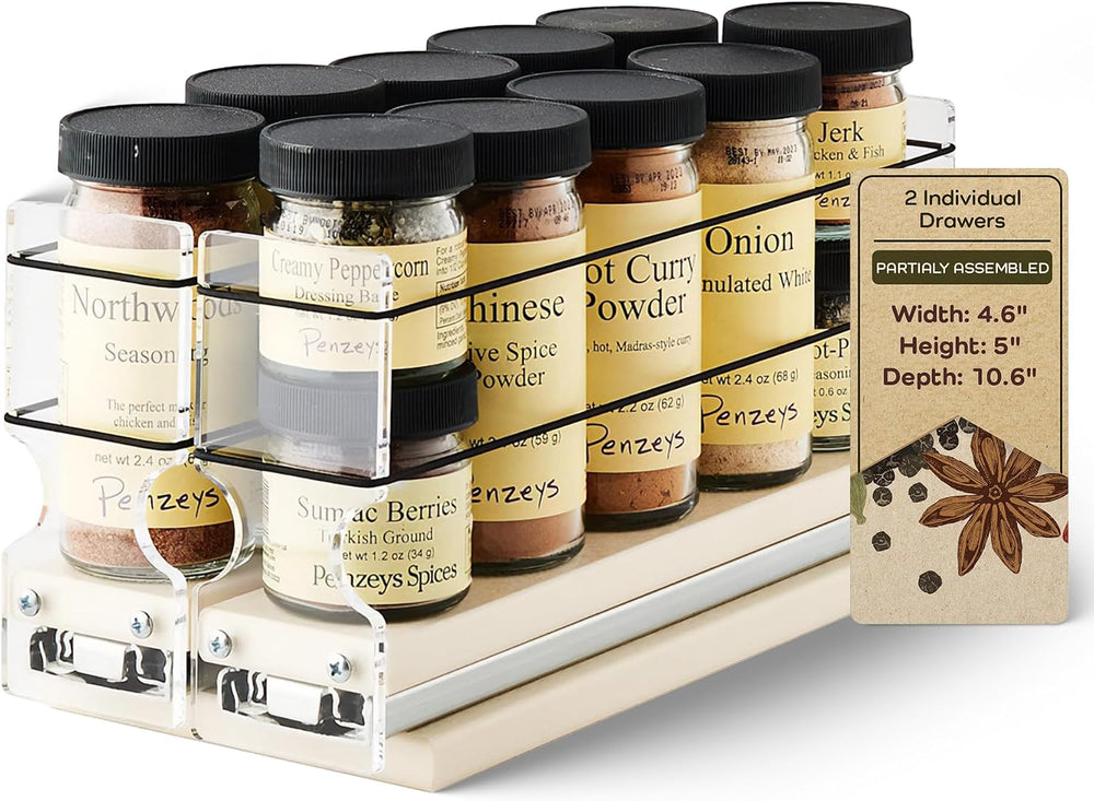 Vertical Spice - Narrow Pullout Spice Rack - Sliding Drawer for Kitchen Organ...