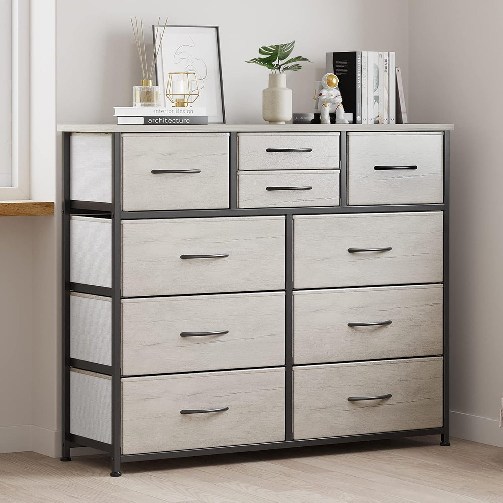 LUMTOK 10 Drawers Dresser with Fabric Bins for Bedroom,Closets,Greige