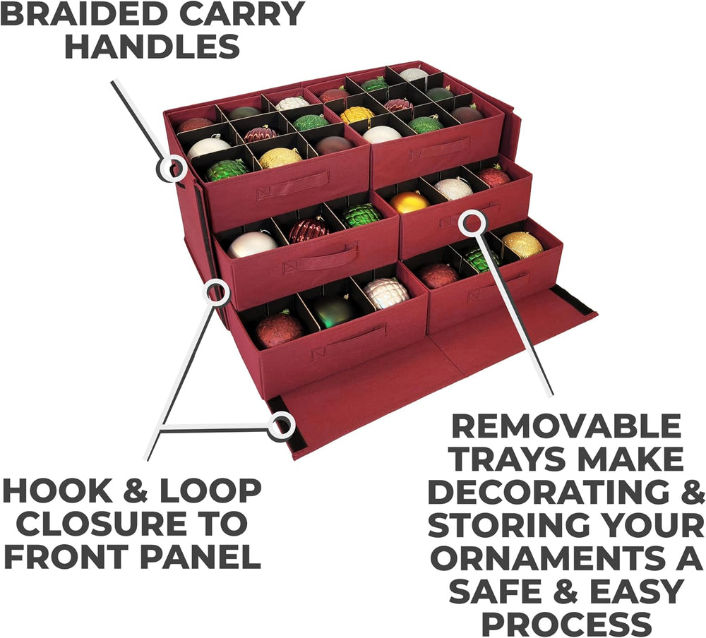 612 Vermont Christmas Ornament Storage Box, Adjustable Acid-Free Dividers
