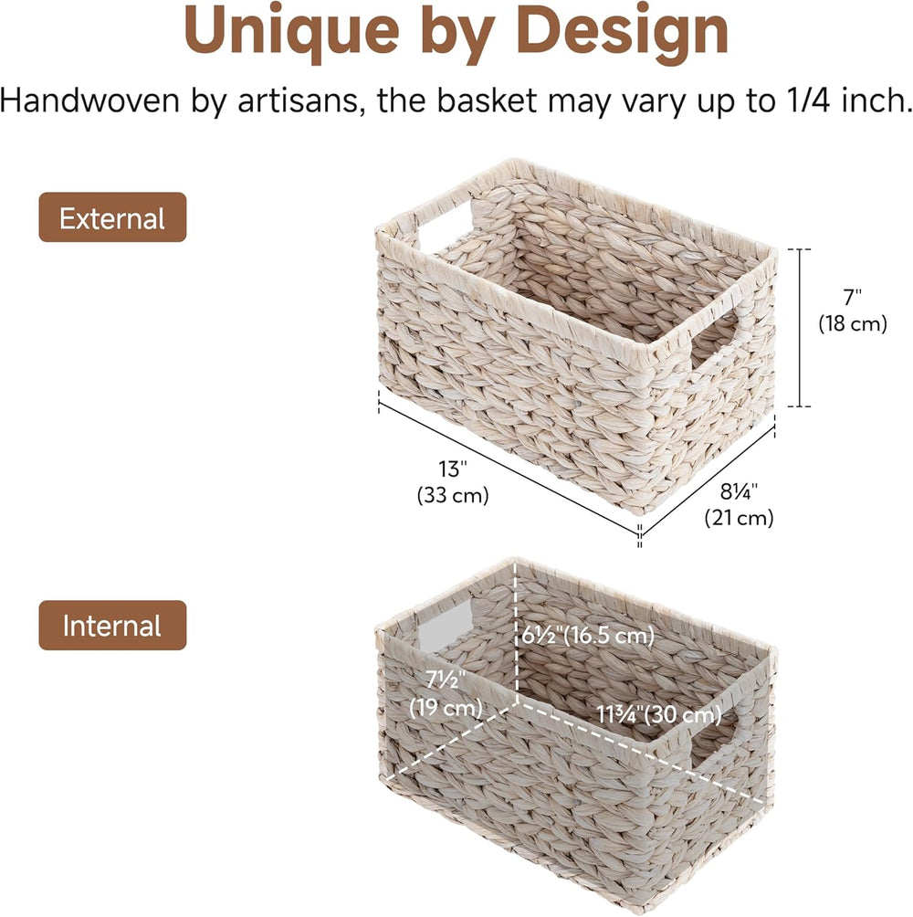 StorageWorks Wicker Storage Baskets for Shelves,White Wicker Baskets,2-Pack