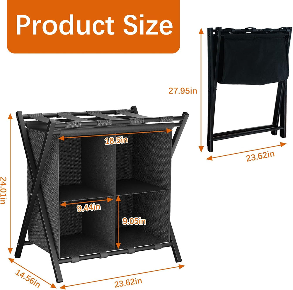 Huhote Luggage Rack for Guest Room, Set of 2, Folding Suitcase Stand with Fab...