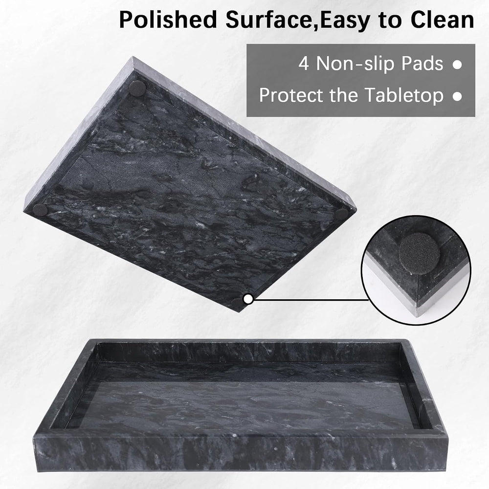 Natural Marble Tray for Bathroom, Vanity, Kitchen and Desktop,Luxury Stone De...