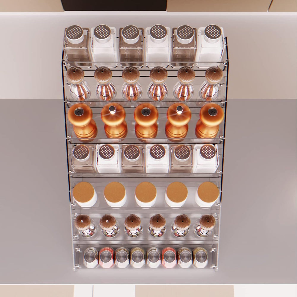 Tiered Spice Rack Acrylic, 7 Tier Clear Spice Rack Organizer for Cabinet, Ver...