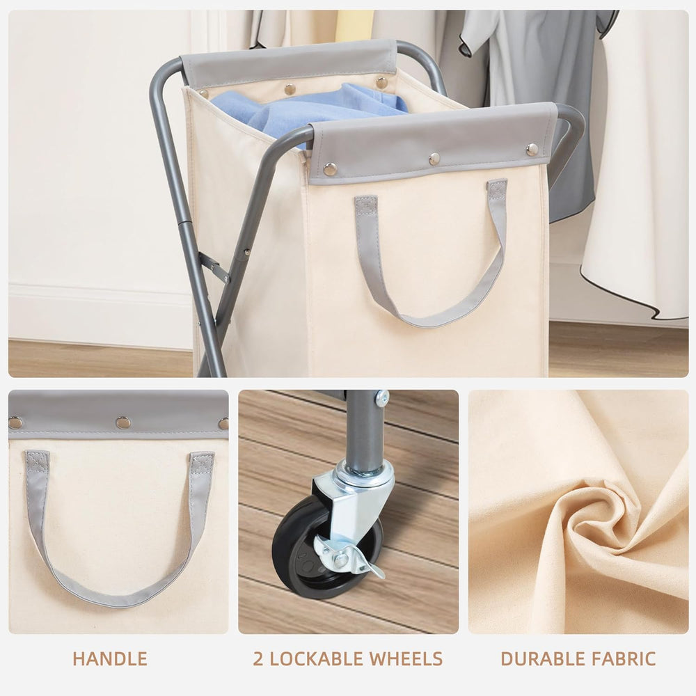 STORAGE MANIAC Collapsible Laundry Hamper with Wheels, Rolling Laundry Basket...