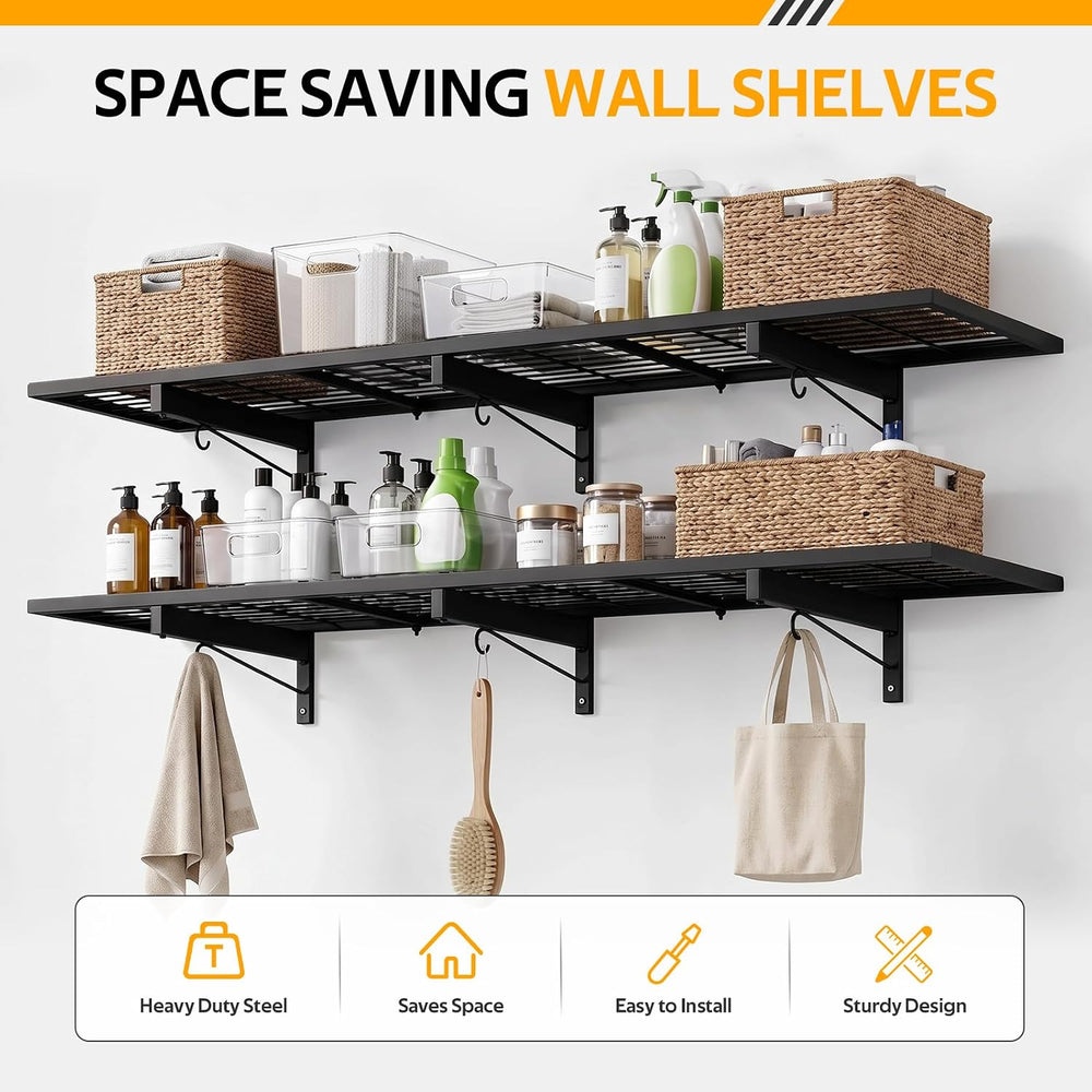 2 Pack Garage Wall Shelves, 46" x 12.5" Heavy Duty Wall Mounted She...