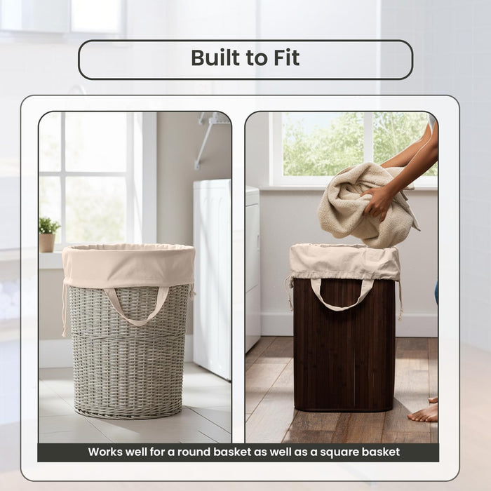 LFH Home Large Premium Cotton Rich Canvas Extra Large Laundry Bag with Drawstring and Handles Heavy Duty, Multi-Use, and Washable for Home, Travel, College or Storage 28x40 (Pack of 2)-Natural