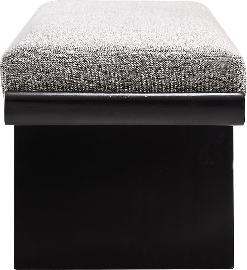 47.2" Black Wood Bedroom Bench, Upholstered Entryway Bench, Linen