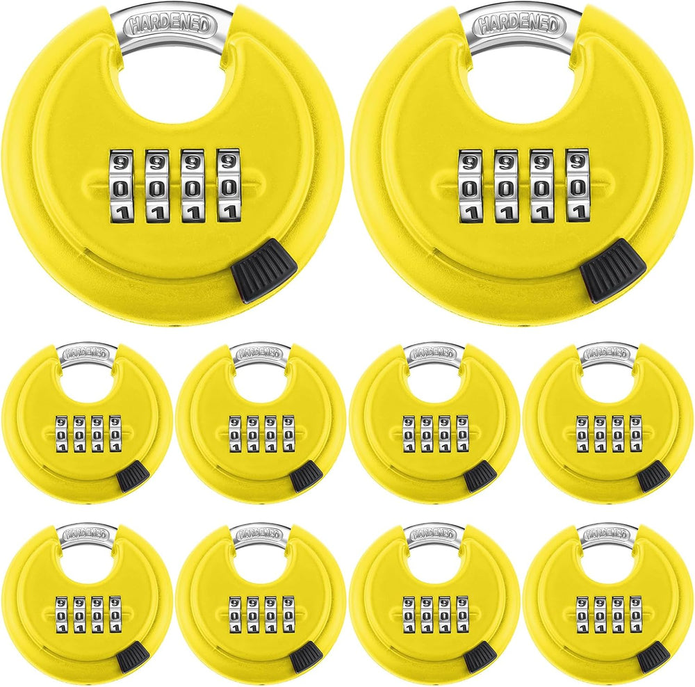 Maitys 10 Pack 4 Digit Combination Lock, Yellow